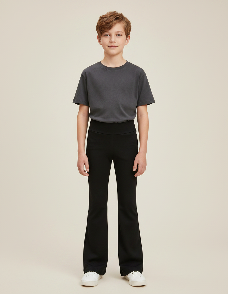 Pantalon Patte D'Éléphant Noir Élasthanne Confortable Fille - Polyester