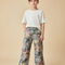 Pantalon Patte D'Éléphant Imprimé Graffiti Ample Garçon Décontracté - Lin