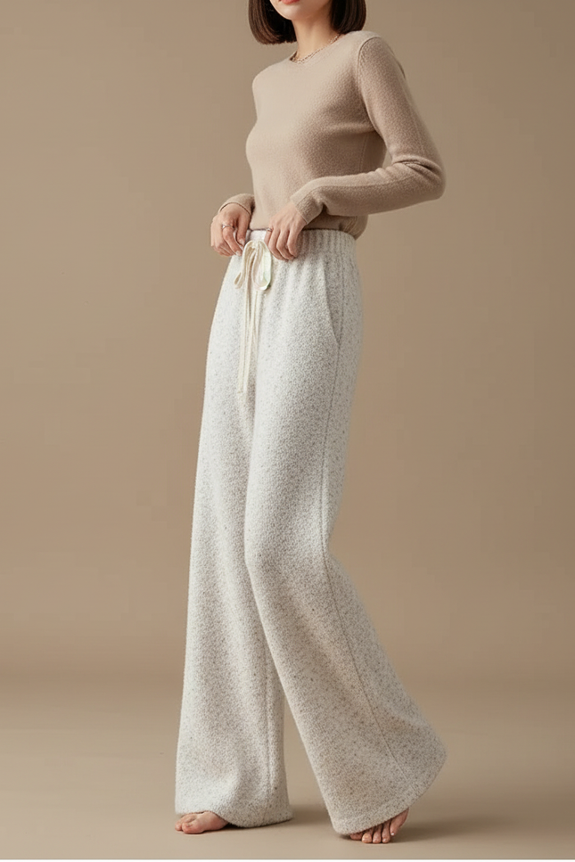 Pantalon Patte D'Éléphant Gris Clair Molletonné Ample Décontracté