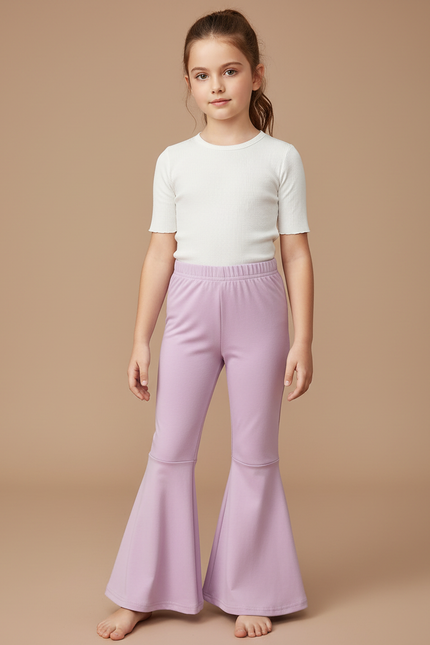 Pantalon Patte D'Éléphant Lilas Élastique Confortable Fille - Violet Polyester