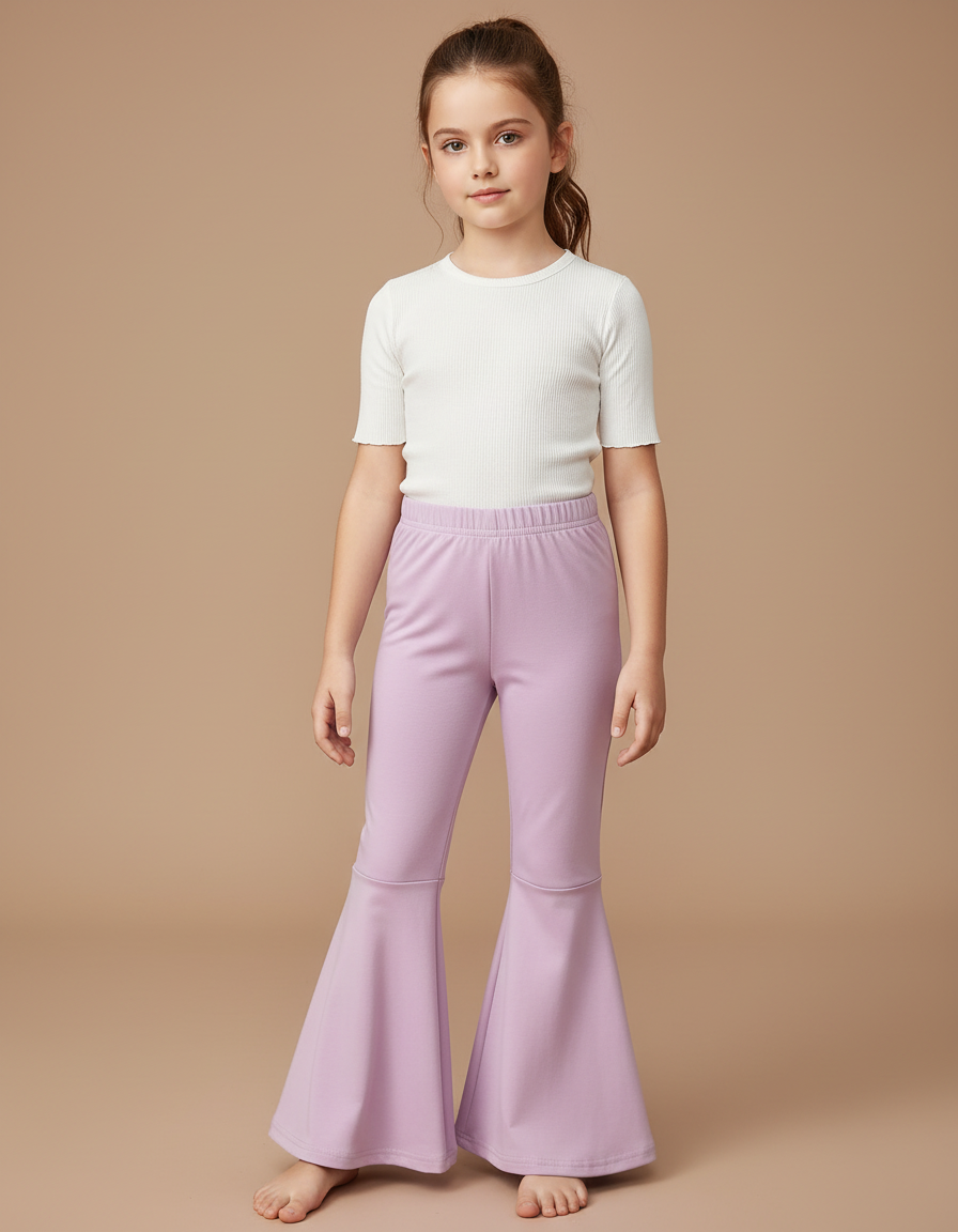 Pantalon Patte D'Éléphant Lilas Élastique Confortable Fille - Violet Polyester