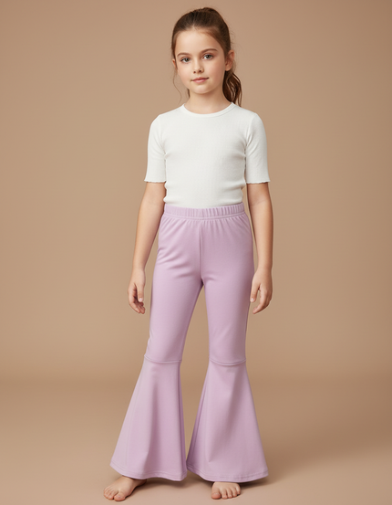 Pantalon Patte D'Éléphant Lilas Élastique Confortable Fille - Violet Polyester