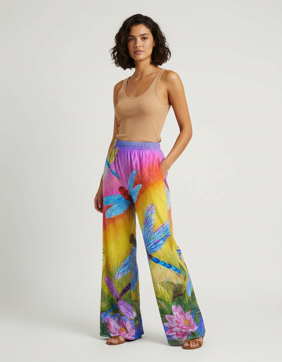 Pantalon Fluide Patte D'éléphant - Multicolore Viscose