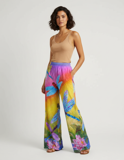 Pantalon Fluide Patte D'éléphant - Multicolore Viscose