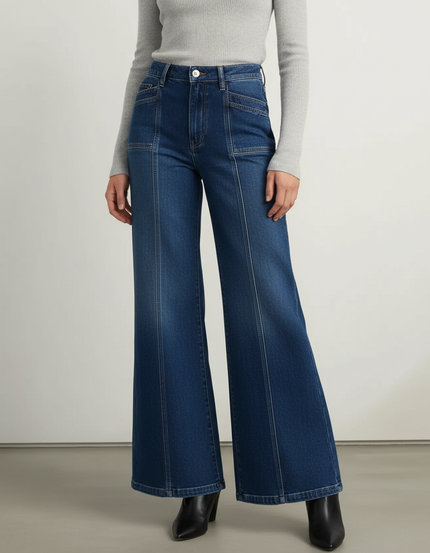 Pantalon Patte D'Éléphant Jean Bleu Coupe Large Confortable