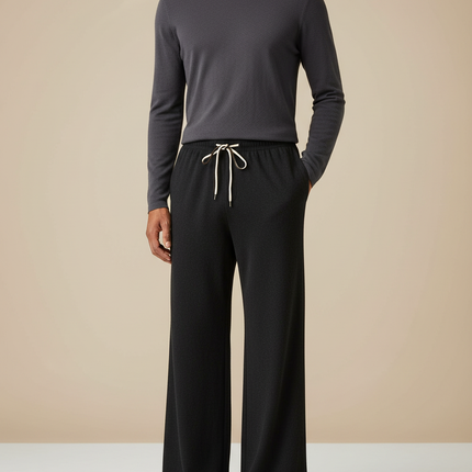 Pantalon Patte D'Éléphant Noir Fluide Ample Décontracté Homme - Maille