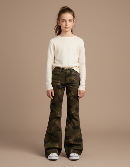Pantalon Patte D'Éléphant Camouflage Militaire Évasé Enfant - Imprimé Jean