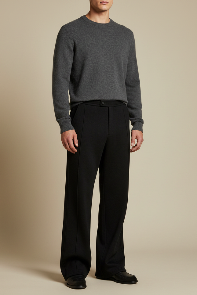Pantalon Patte D'Éléphant Noir Ample Uni Homme - Maille