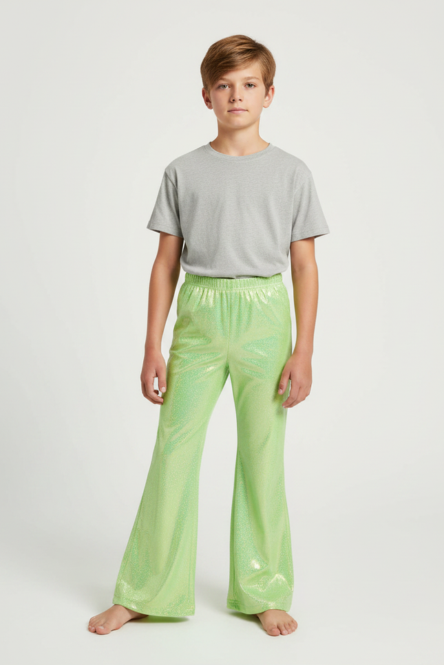 Pantalon Patte D'Éléphant Vert Brillant Holographique Enfant - Polyester