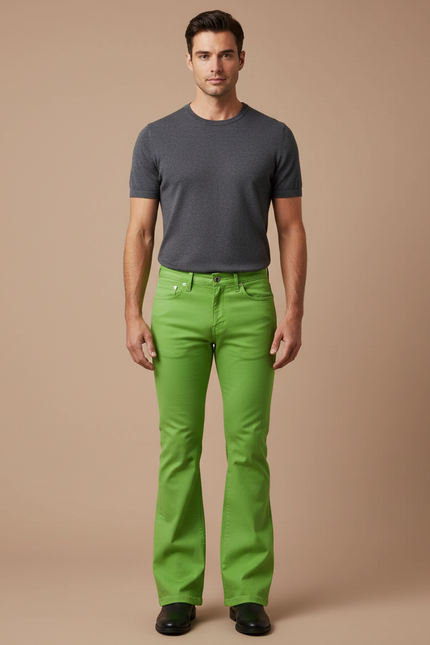 Pantalon Patte D'éléphant Homme Disco - Vert Jean