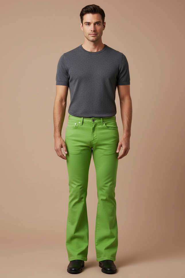 Pantalon Patte D'éléphant Homme Disco - Vert Jean