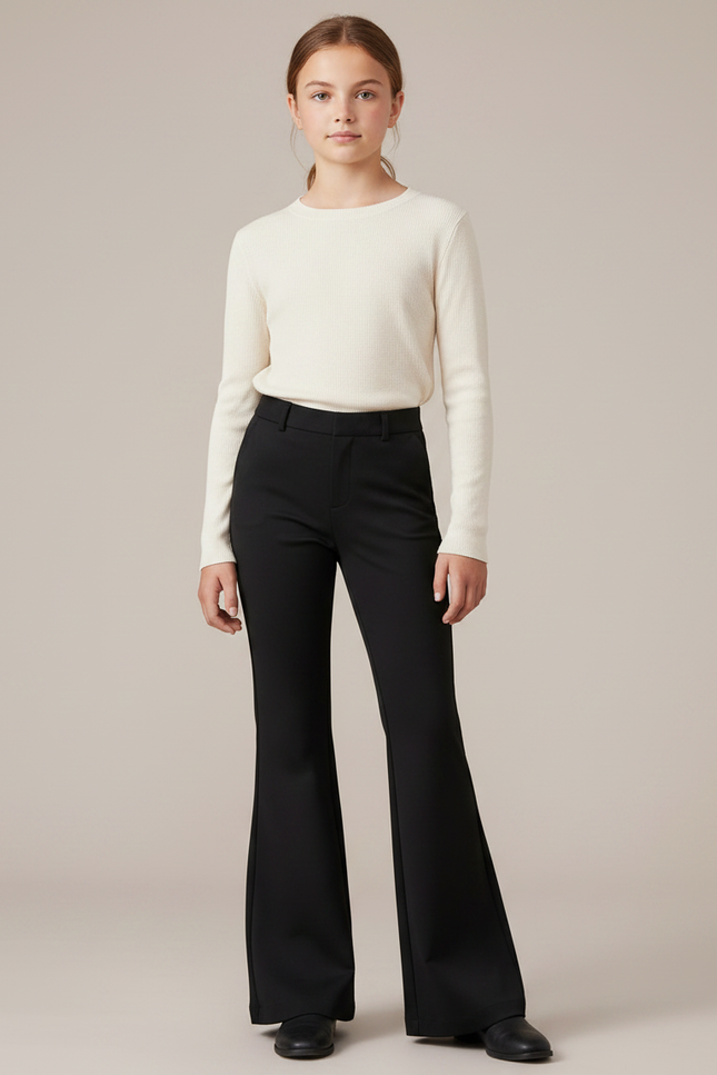 Pantalon Patte D'Éléphant Noir Évasé Stretch Confortable - Polyester