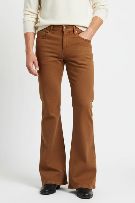 Pantalon Patte D'éléphant Homme Occasion - Marron Gabardine