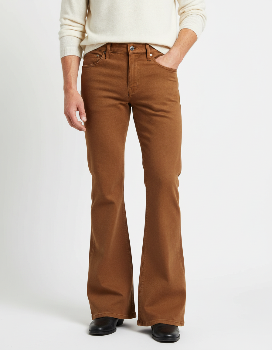 Pantalon Patte D'éléphant Homme Occasion - Marron Gabardine