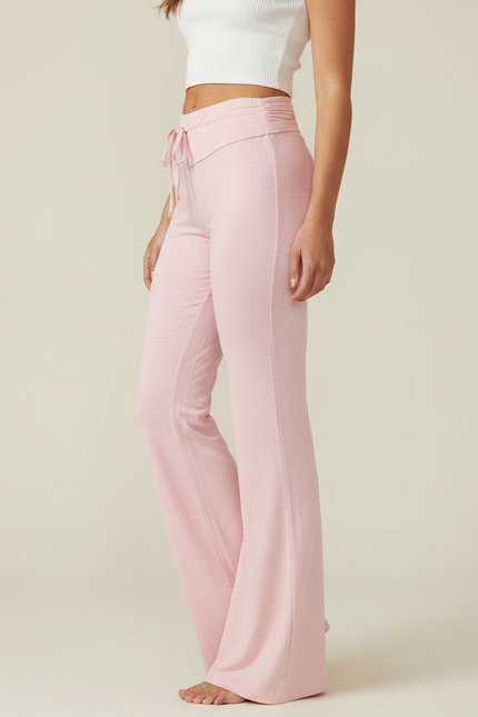Pantalon Patte D'Éléphant Rose Confortable Cordon Fluide Évasé - Maille