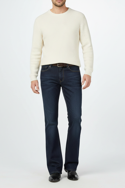 Pantalon Patte D'Éléphant Homme Bleu Denim Évasé Classique - Jean