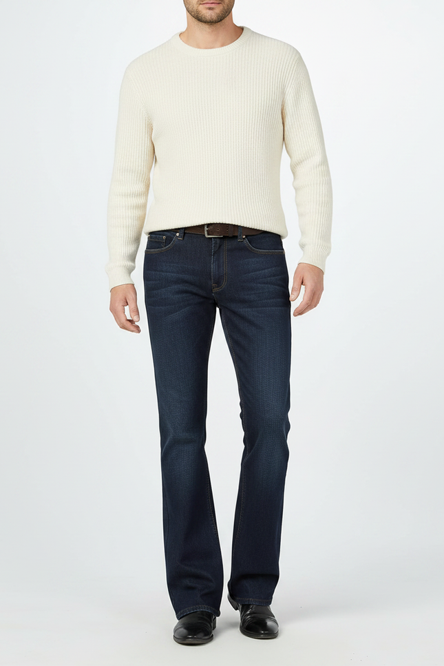 Pantalon Patte D'Éléphant Homme Bleu Denim Évasé Classique - Jean