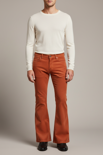 Pantalon Patte D'éléphant Vintage - Orange Cordé