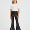 Pantalon Patte D'Éléphant Noir Simili Cuir Évasé Brillant Fille