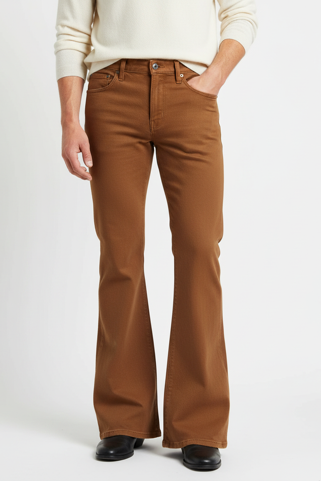 Pantalon Patte D'éléphant Homme Occasion - Marron Gabardine