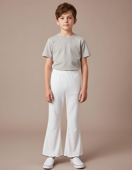 Pantalon Patte D'Éléphant Blanc Côtelé Évasé Confortable Enfant - Cordé