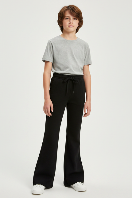 Pantalon Patte D'Éléphant Noir Évasé Confortable Décontracté Enfant - Molleton