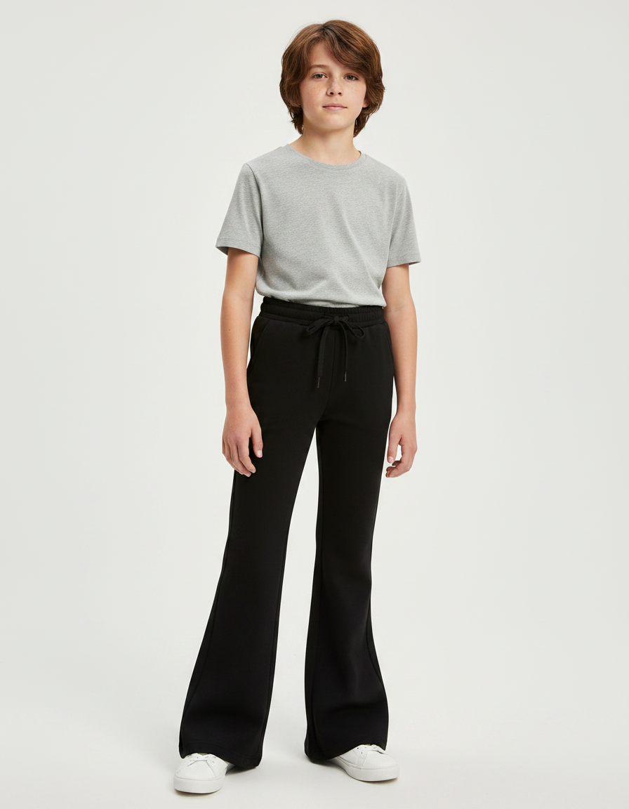 Pantalon Patte D'Éléphant Noir Évasé Confortable Décontracté Enfant - Molleton