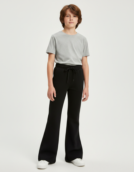 Pantalon Patte D'Éléphant Noir Évasé Confortable Décontracté Enfant - Molleton