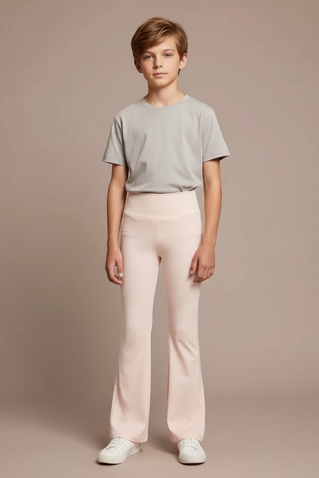 Pantalon Patte D'Éléphant Rose Pâle Confortable Élastique Enfant - Maille