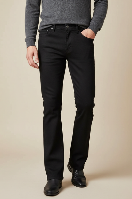 Pantalon Patte D'Éléphant Noir Homme Évasé Classique Élégant - Jean
