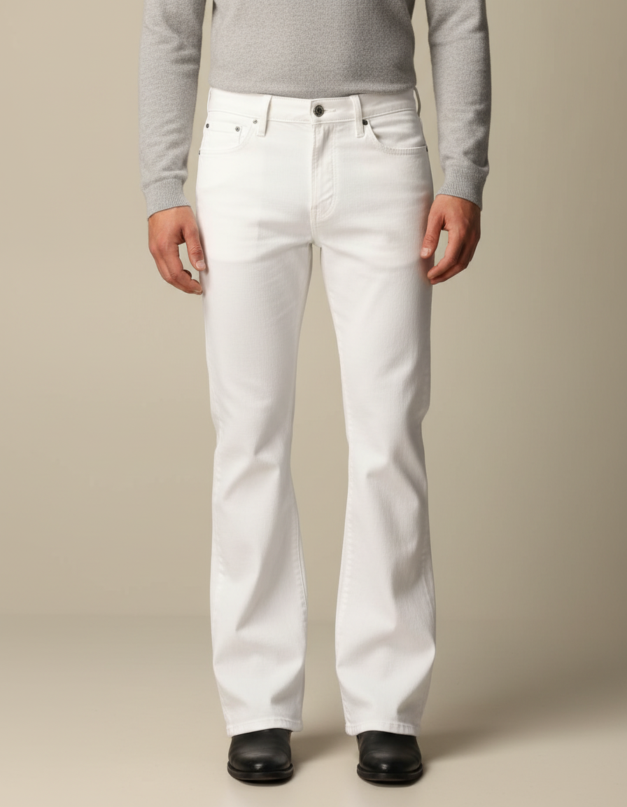 Pantalon Jean Patte D'éléphant Homme - Blanc