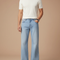 Pantalon Patte D'Éléphant Bleu Clair Droit Décontracté Denim - Jean