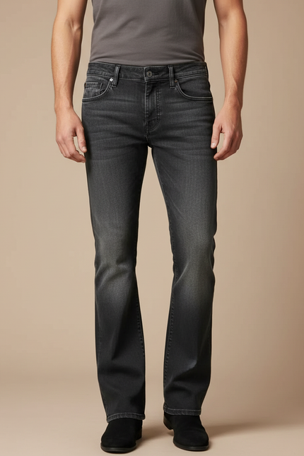 Pantalon Patte D'Éléphant Homme, Jean Évasé Gris Foncé Décontracté