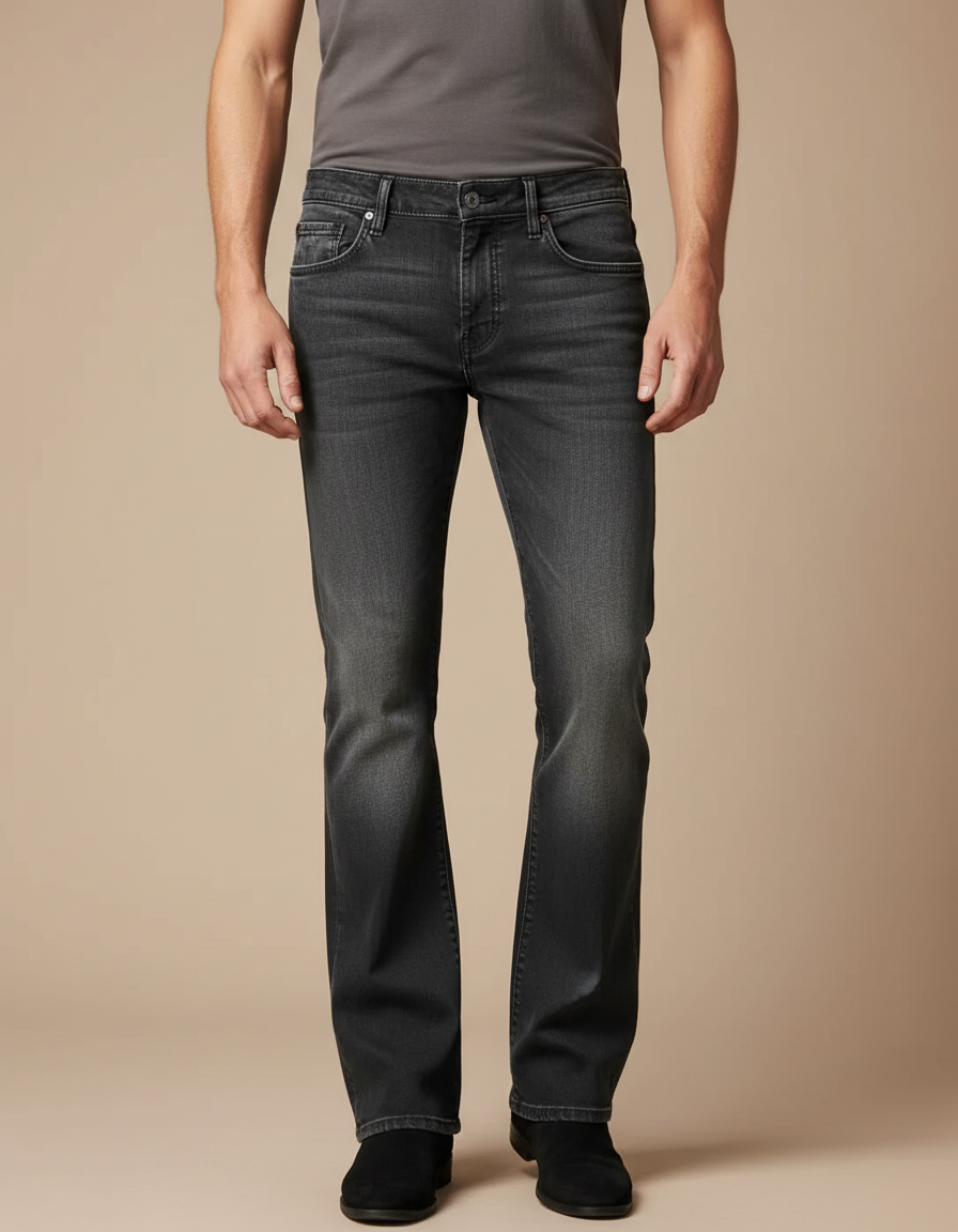 Pantalon Patte D'Éléphant Homme, Jean Évasé Gris Foncé Décontracté