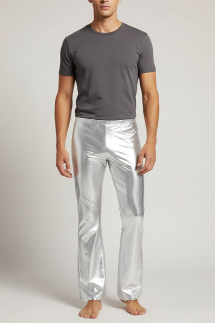 Pantalon À Pattes D Éléphant - Argenté Polyester