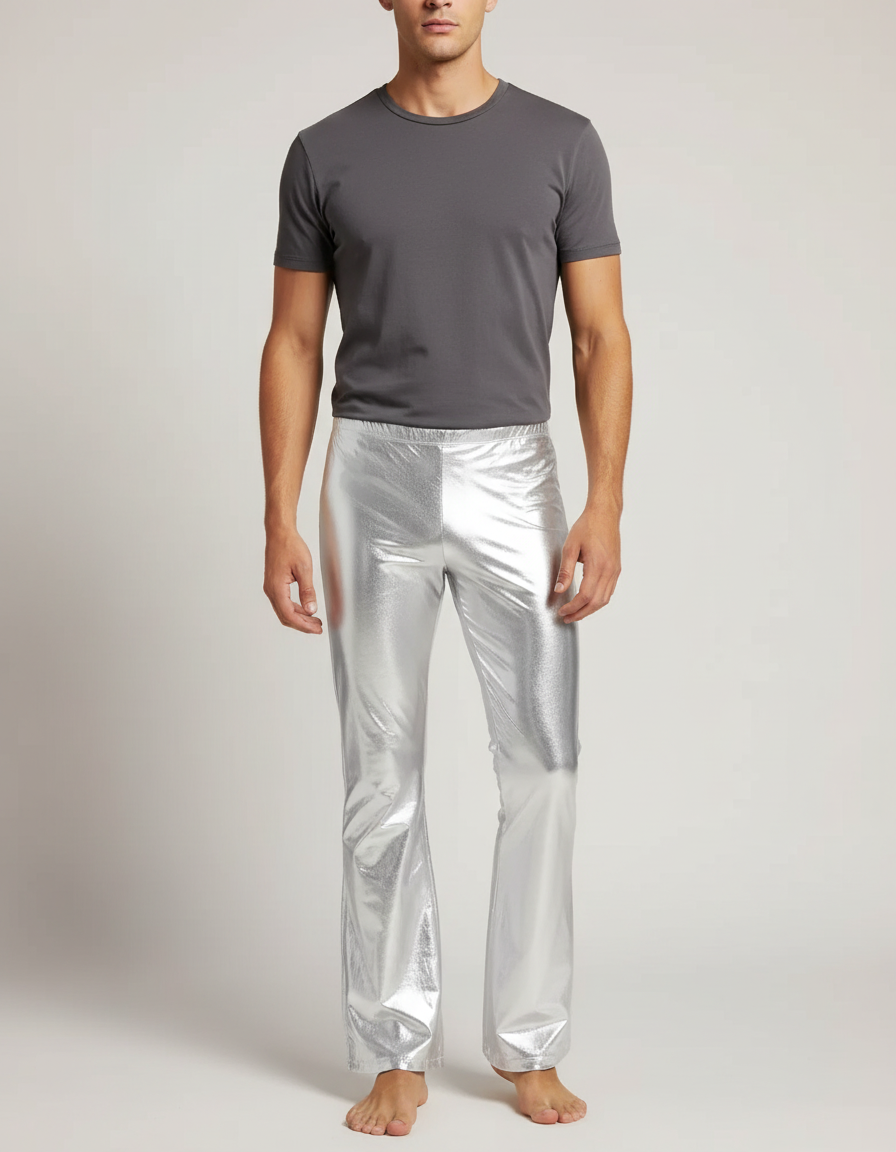 Pantalon À Pattes D Éléphant - Argenté Polyester