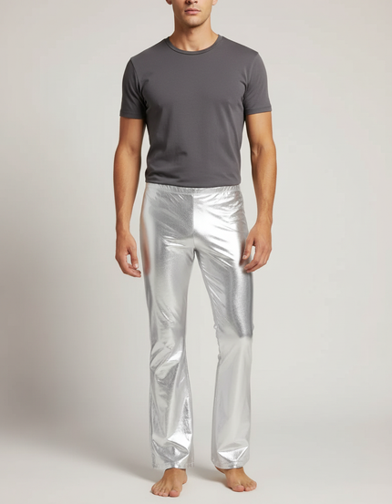 Pantalon À Pattes D Éléphant - Argenté Polyester