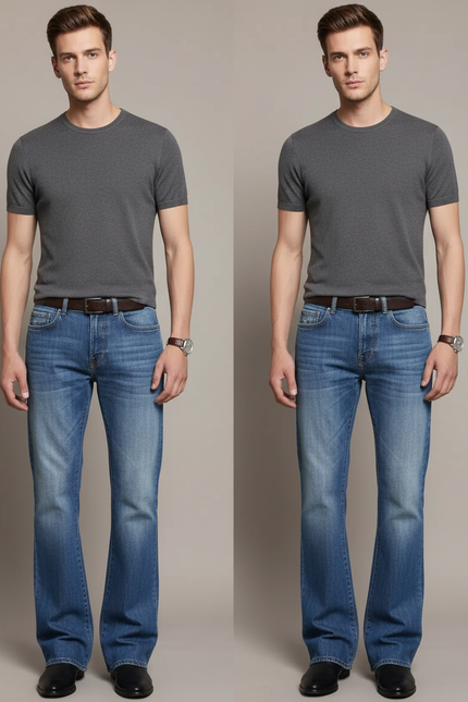Pantalon Patte D'Éléphant Homme Jean Bleu Classique