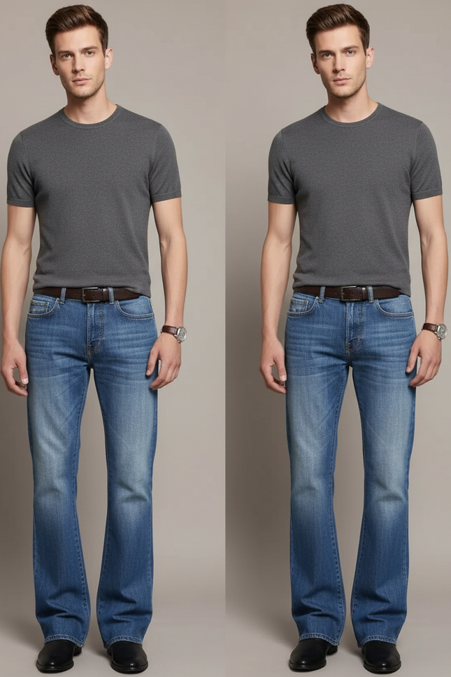 Pantalon Patte D'Éléphant Homme Jean Bleu Classique