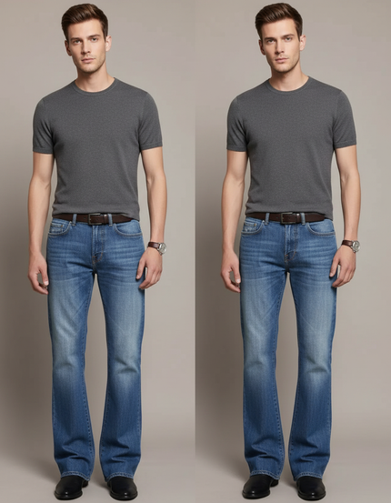 Pantalon Patte D'Éléphant Homme Jean Bleu Classique