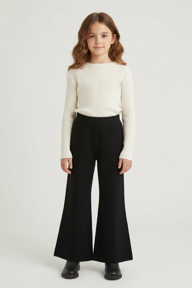Pantalon Patte D'Éléphant Noir Évasé Confortable Enfant - Maille