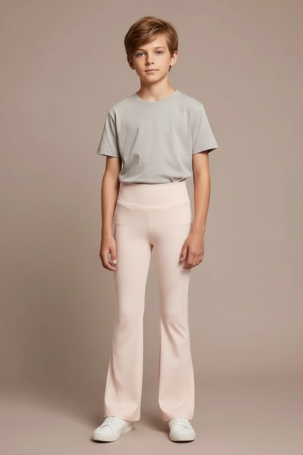 Pantalon Patte D'Éléphant Rose Pâle Confortable Élastique Enfant - Maille