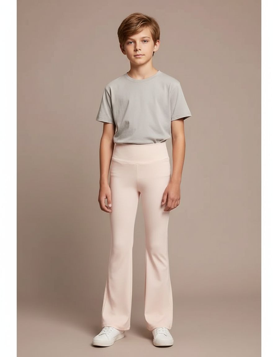 Pantalon Patte D'Éléphant Rose Pâle Confortable Élastique Enfant - Maille
