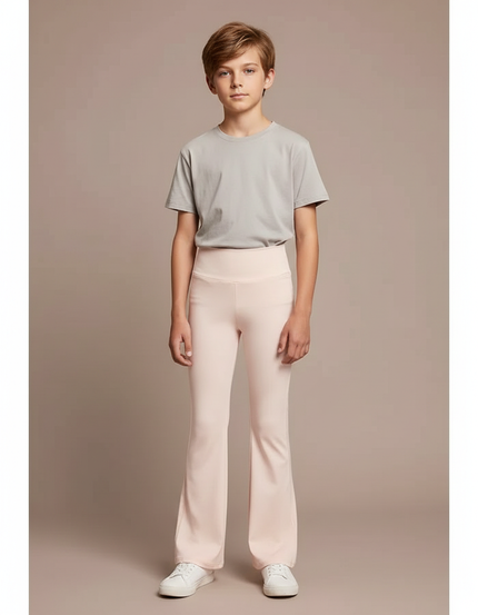Pantalon Patte D'Éléphant Rose Pâle Confortable Élastique Enfant - Maille