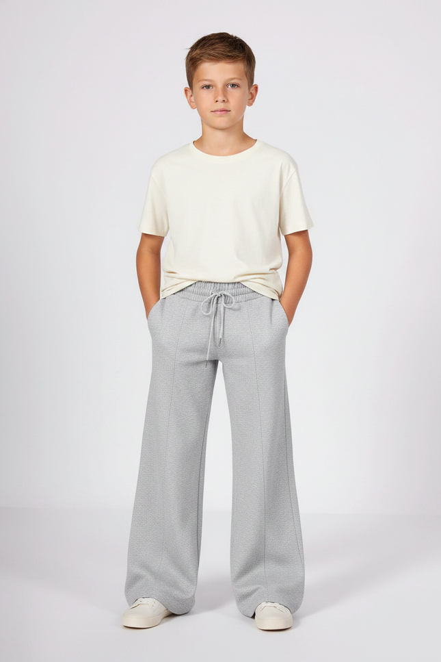 Pantalon Patte D'Éléphant Gris Molletonné Ample Décontracté Enfant