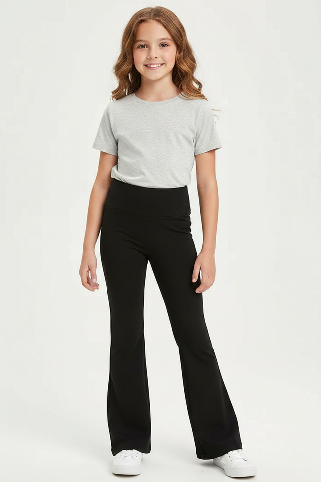 Pantalon Patte D'Éléphant Noir Taille Haute Confortable Enfant - Polyester