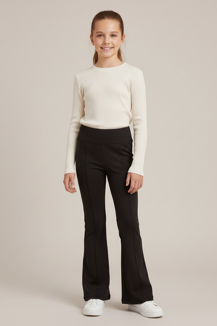 Pantalon Patte D'Éléphant Noir Confortable Fille Yoga Décontracté - Maille