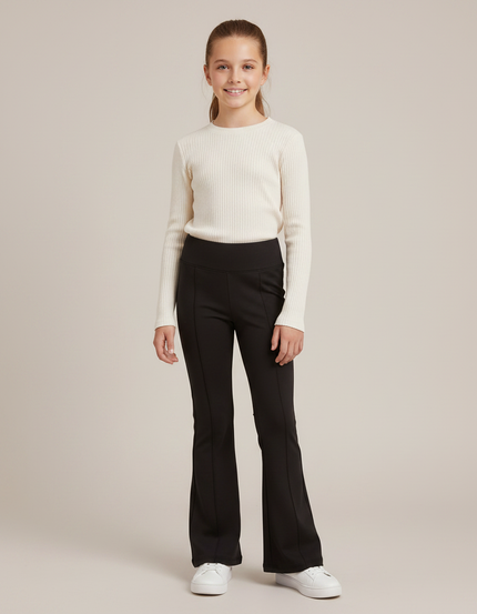Pantalon Patte D'Éléphant Noir Confortable Fille Yoga Décontracté - Maille