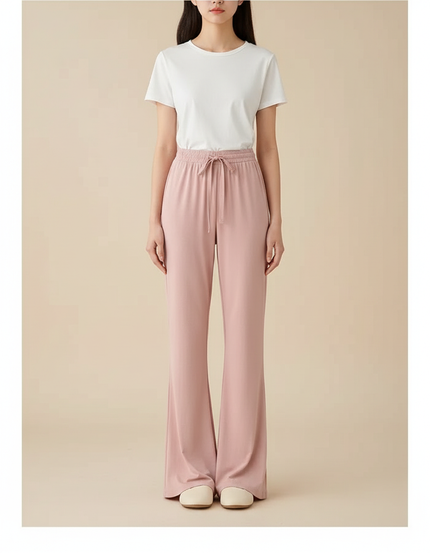 Pantalon Patte D'Éléphant Rose Fluide Ample Confortable - Maille
