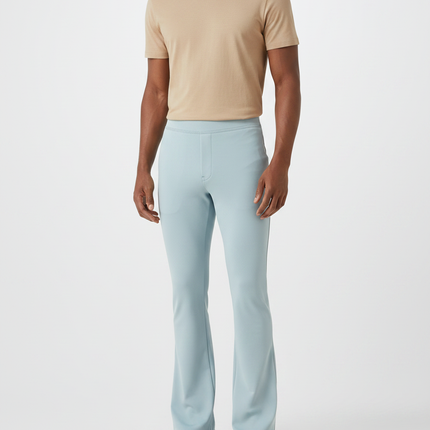 Pantalon Patte D'Éléphant Bleu Clair Évasé Ajusté Homme - Polyester